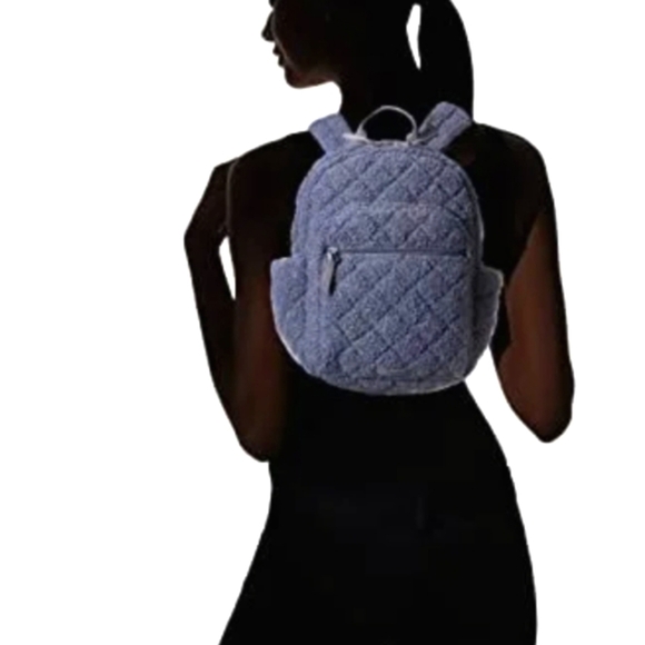 Vera Bradley Teddy Fleece Sherpa Backpack Blue - Picture 4 of 12
